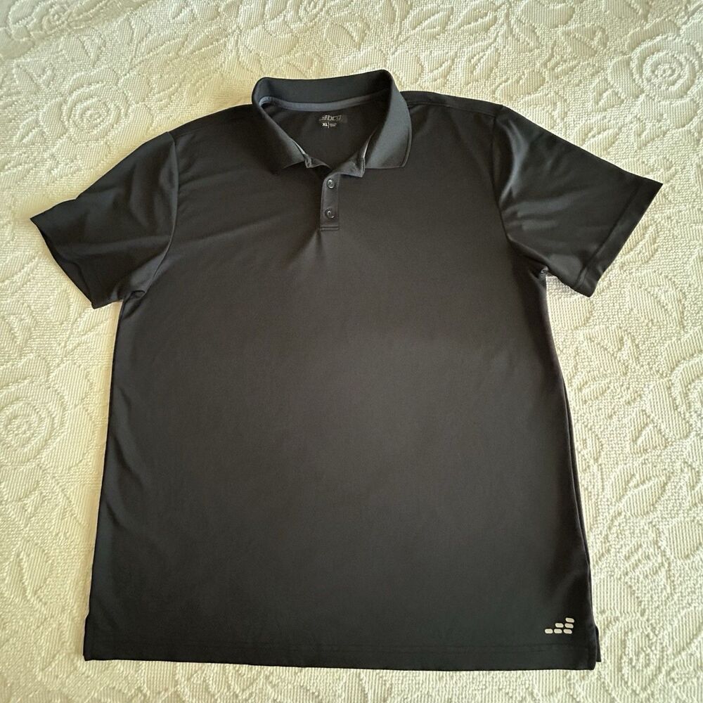 BCG Regular Fit Black Polo Shirt XL 100% Polyester Logo Short Sleeve